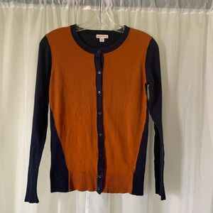 Merona Rust and Navy Contrast Button Cardigan
